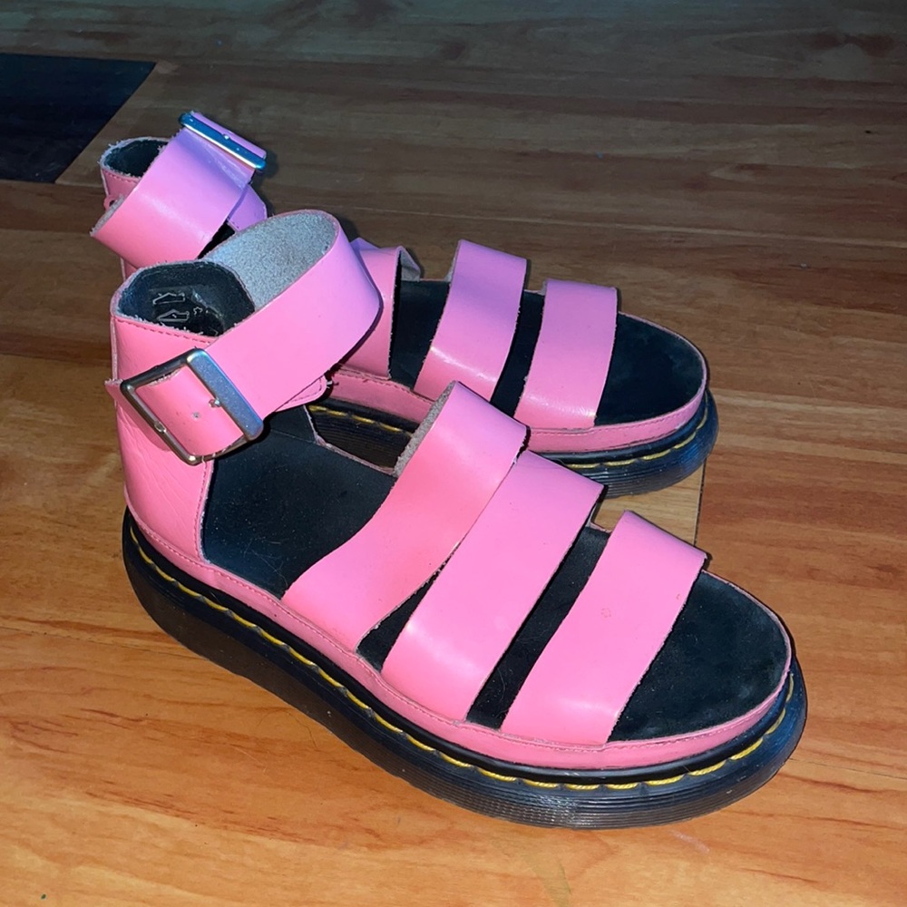 Pink patent Doc Martens sandals. Size 7